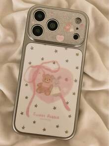 Cute & Healing Heart, Bow, Bear, Rabbit Design 17/17 Pro/17 Pro Max Phone Case, Full Coverage Protective Cover For IPhone 16/16 Pro Max, New Model - White - View 2