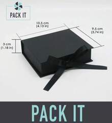 Paquete De Cajas De Cartón Color Negro Texturizado (Cierre Tipo Libro Con Listón Satinado Para Amarrar En Color Negro) Para Joyería Y Regalo (Paquete Con 12 Piezas) - 1 - Ver 2