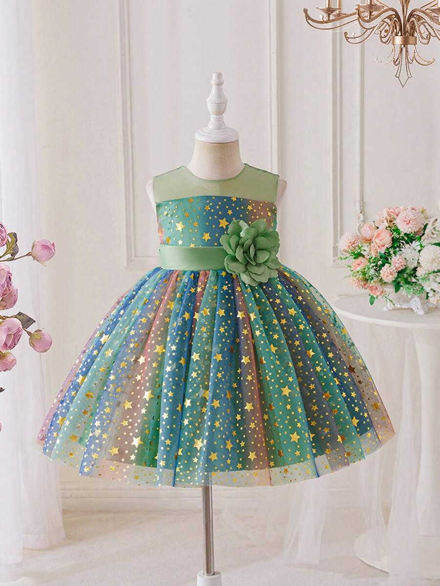 Trang phục ông già Noel cho bé gái, trang phục Halloween, váy dự tiệc năm mới, váy công chúa biểu diễn piano với nơ voan, váy xanh hoàng gia cho bé gái dự tiệc, váy công chúa cưới cho bé gái, trang phục sinh nhật. - Màu xanh Bạc hà - Xem 1