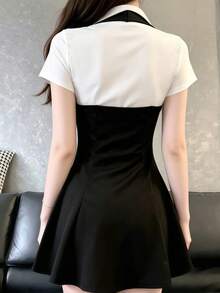 1 pieza Conjunto de falda de tirantes de cintura alta de estilo académico dulce + blusa de manga corta, disfraz, interacción de pareja, sesión fotográfica, adecuado para todas las festividades, regalo del Día de San Valentín, uso diario y festivo, Halloween, primavera - Multicolor - Ver 7