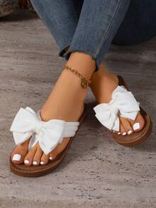 Kate Miuch Women's Spring/Summer French Style Sweet & Cute Bow Tie Sandals, Suitable For Pairing With Dresses, Ideal For Valentine's Day, Beach, Vacation, Shopping, Wedding Attendance. White Bowknot Sandals, Summer Footwear, Bohemian Style, Fresh & Natural, Beautiful & Charming, Comfortable, Lightweight & Breathable.  Sandalias De Mujer Elegante Tenis Tenis Para Mujer Sandalias Elegantes De Mujer Zapatos De Mujer Tacones De Mujer Elegantes Zapatos Elegantes De Mujer Zapatillas Para Mujer Zapatos De Mujer Tacones Zapatillas Elegantes De Mujer Flip Flops Platform Heels For Women Wedge Heels For Women Jelly Sandals Women Botas Vaqueras Para Mujeres Platform Heels Jelly Sandals Jelly Sandals Birkenstocks Mother Gifts - 白色 - 查看 3
