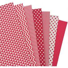 7pcs Red Polka Dot Pattern Cotton Fabric Pieces, Geometric Dotted Design, Suitable For Sewing And Handicraft Materials, DIY Projects - Red Series - View 2