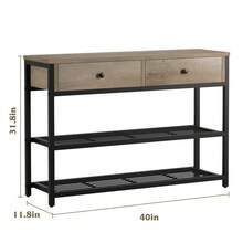 Mesa consola estrecha de 2 cajones con estantes abiertos de 2 niveles, estructura de metal – Aparador buffet para la entrada, comedor, pasillo, sala de estar o vestíbulo – Mueble de almacenamiento que ahorra espacio - Marrón - Ver 8