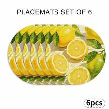 A Circular Placemat With Fresh Lemon And Green Leaves As Patterns, Suitable For Use In Spring, Summer, Autumn, And Winter. It Adopts A Multi-Color Pattern Design And Is Woven From 100% Polyester Fiber. The Size Is 15 * 15 Inches And Can Be Machine Washed With Polyester Placemats. - Multicolor - View 13