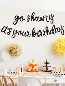 Banner "Go Shawty It's Your Birthday" - Không cần tự làm, chủ đề Hip Hop, banner chúc mừng sinh nhật đã được xâu sẵn, biển hiệu chúc mừng sinh nhật chủ đề Rap dành cho nam và nữ, đồ dùng trang trí tiệc sinh nhật màu đen. - Biểu ngữ sinh nhật Black Go Shawty - Xem 3