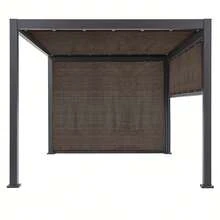Outdoor Sunshade Net, Privacy Fence Screen, High-Density Polyethylene With Copper Button Eyelets, Plastic Corner Reinforcement, Evenly Woven, Breathable, UV-Resistant. Suitable For Gazebos, Patios, Gardens, Canopies, Greenhouses, Lawns, Dog Houses, Backyards, Porches, Pergolas, Garages. Available In Multiple Sizes. - Coffee Brown - View 6