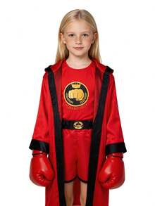 Boys & Girls Boxer Costume, Cosplay Dress‑Up Outfit For Halloween, Party, Stage Performance & Carnival, 3‑10 Years - Red - View 15