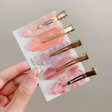5 pezzi Fermagli per capelli senza cuciture in fibra di acetato rosa, fermagli per capelli a forma di papera in acrilico carini (senza scheda) - Multicolore - Visualizzare 8
