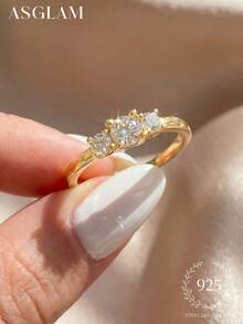 1克拉无色莫桑石钻石订婚戒指，优雅结婚珠宝，女士结婚戒指，新娘珠宝，承诺戒指 - 金色 - 查看 1