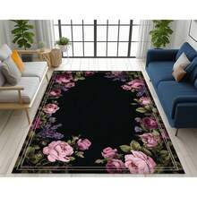 Gothic Floral Mandala Dark Area Rug, Boho Gothic Living Room Area Decor, 32*20inch /84*60inch,Perfect Choice For Gift ,Stylish And High-Quality Rugs, Perfect For  Decorations And GiftsHome Decor, The Best Choice For Gothic-Style Birthday Gifts - 黑色 - 查看 4