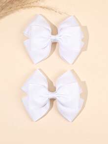 2pcs White Satin Bow Hair Clips, Double-Layer Satin Bow Fashion Hair Clips, Alligator Clips And Hair Pins, Suitable For Weddings, Summer And Daily Wear - Multicolor - View 8
