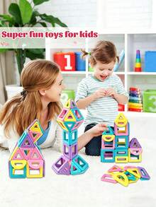 64/98/136PCS Medium-Sized Macaron Magnetic Building Blocks, STEM Construction Toy Set, Educational Magnet Toys For Learning, Enhance Creativity, Assorted Colors For Birthday/Christmas Gifts For Kids 3+ - Multicolor - View 3