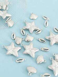 30个CCB三款随机混合沙滩海洋假日风金色海星贝壳鲍鱼手链项链DIY ABS饰品吊坠 - 銀色 - 查看 2