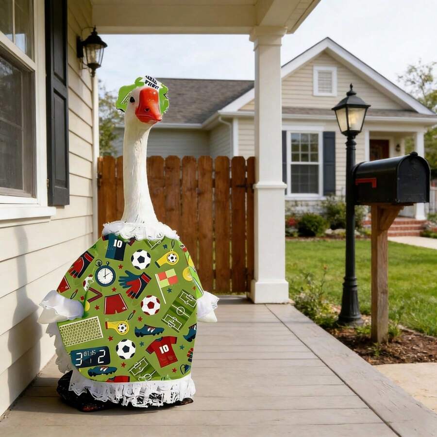 Football Porch Goose Outfit Soccer Goose Costume Game Day Goose Clothes For Patio Yard Lawn Art Sports Season Party Decoration - Nhiều màu - Xem 1