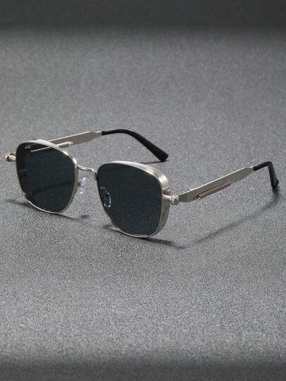 1 pieza Gafas de hombre con marco metálico cuadrado, de estilo punk, delicado y moderno, para vacaciones en la playa tropical, actividades al aire libre, vida diaria y conducir