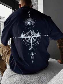 Manfinity Men's Oversized Drop Shoulder T-Shirt - Navy Blue - View 5