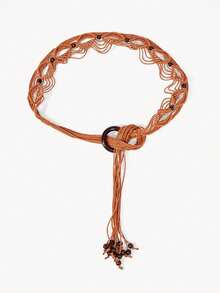 Opalesca Thời trang xuân hè nhiều màu Bohemian phong cách retro dây sáp thủ công thắt lưng rỗng bện tròn bằng gỗ kèm thắt lưng váy mùa hè, mùa thu, mùa đông, Halloween - nhiều màu - Xem 12