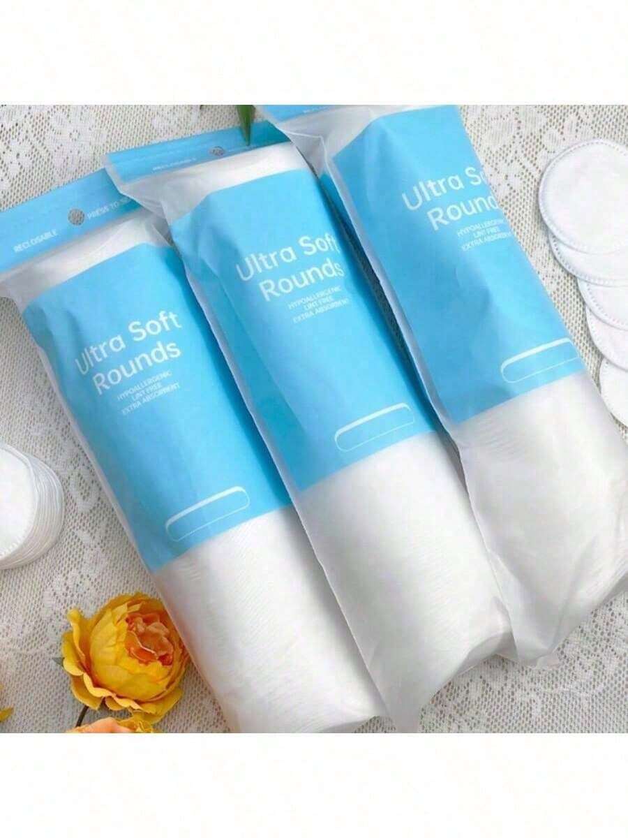 600/300/100 miếng bông tẩy trang tròn dùng một lần, kích thước nhỏ gọn 6*6cm, thích hợp để tẩy trang, làm sạch da, chăm sóc da, tẩy sơn móng tay, món quà tuyệt vời dành cho phụ nữ. - Xanh và trắng - Xem 1