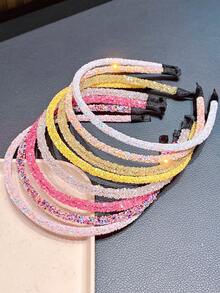 2/4/6pcs Colorful Shiny Girl Hair Hoops, Fashionable Glitter Design Hair Bands, Perfect Gift For Sweet Girls, Suitable For Various Hairstyles Like Loose Hair, Half Bun, High Ponytail, Low Bun, Applicable For Commuting, Outing, Photoshoot, Graduation Season, Back To School, Daily Wear, All Seasons And Styles, Cute Accessory, Party Favor, Graduation Gift, Birthday Decoration - Multicolor - View 3