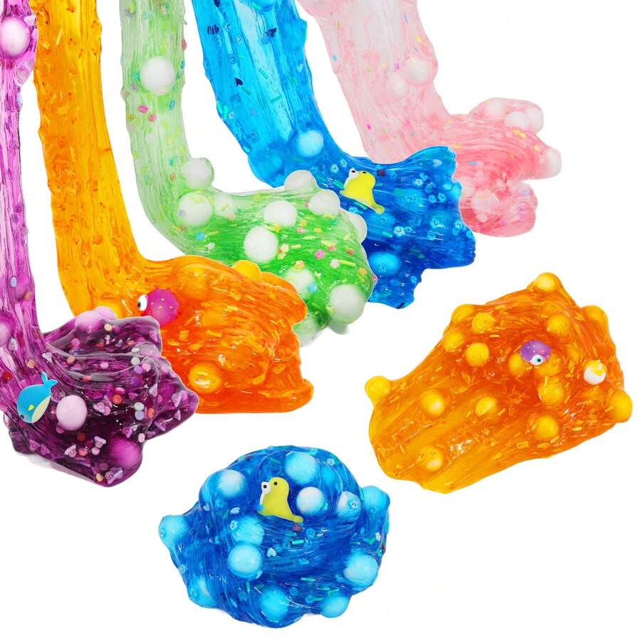 Pink Octopus Coconut Bead Slime, Blue Seal Coconut Ball Clay, Purple Whale Butter Slime, Blue Crystal Slime, Transparent Seawater Blue Large Soft Squeeze Stress Relief And Fresh Green Fog Sea Slime Light Blue Plasticine, Suitable For Parties, Festivals, Party Gifts, Birthdays, Back To School Gifts
