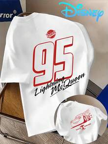 (Disney Licensed)Disney Cars Lightning McQueen 95 Rust-Eze Front And Back Print Men's Oversized Crew Neck Short Sleeve Graphic T-Shirt, Retro Lightning McQueen Racing Casual Streetwear Tee For Men Summer Daily Wear, Disney Officially Authorized Men's Short-Sleeved T-Shirts, Mens Clothes, Men, Ropa De Hombre, Summer Clothes, Men Shirts, Graphic Tees, Disney Outfits Men, Graphic Tees, Camisetas Para Hombre, Camisas Para Hombre, Summer Outfits For Men, Father's Day Gift, Perfect Gift For Family And Friends, Which Are Necessary For Birthday Parties, Disney Shirts, Mens Clothes, Summer Clothes, Officially Licensed Disney T-Shirts, Disney Men's And Women's Spring/Summer Fashion Casual Short-Sleeve T-Shirts - trắng - Xem 1