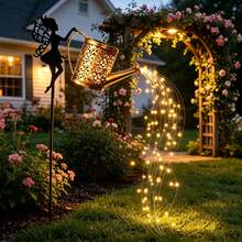 Đài phun nước năng lượng mặt trời hình bình tưới cây cổ tích LED - Trang trí sân vườn ngoài trời, đèn thác nước năng lượng mặt trời bằng kim loại, thích hợp cho sân, lối đi, bãi cỏ, hiên nhà, v.v. - Món quà Ngày của Mẹ hoàn hảo - Ấm trà thần tiên - Xem 10