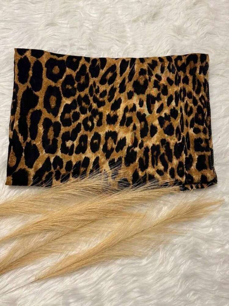 1pc Women's Scarf, Bohemian Leopard Print Headscarf, Lightweight & Breathable, Suitable For Daily Wear - Nâu 2 - Xem 3