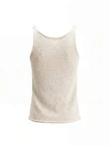 女士针织吊带背心，夏季简约性感辣妹无袖上衣 - 杏色 - 查看 8