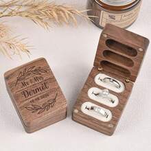 1 hộp đựng nhẫn bằng gỗ chạm khắc 3 ngăn theo yêu cầu, hộp đựng nhẫn cầu hôn/đính hôn 3 ngăn cá nhân hóa. - Nhiều màu - Xem 7