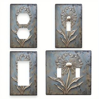 Fashionable White Dandelion Light Switch Cover - Rustic Decor For Bathroom And Bedroom Walls, Easy Installation, No Battery Required