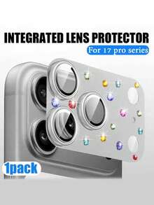 Conjunto de 1 peça - (Lente de imitação de strass) Protetor de lente de strass estilo armadura atualizado, compatível com iPhone 17 Pro Max/17 Pro. Feito de metal, resistente a riscos e ao desgaste, fácil de instalar (disponível em laranja/prata/preto/azul escuro), compatível com capas de telemóvel, sendo um presente ideal para amigos e família. - Multicolorido - Ver 8