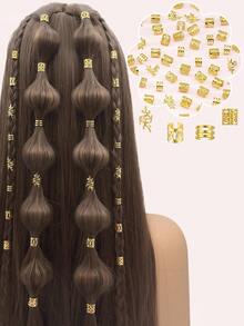 80Pcs Hair Cuffs Adjustable Hair Charms Metal Hair Jewelry Rings Summer Hair Dreadlock Braid Accessories For Girls Hair Braids Decoration - Gold - View 1