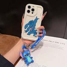 Disney Has Authorized, Phone Case - Chain Set, The Stitch Lilo & Stitch Phone Case Plus A Silicone 3D Or Fluffy Style Stitch Bracelet With Metallic Ring Removable Bracelet, Stitch And Angel Pattern, Compatible With Iphone 17/16/15/14/13/12/11/XS/XR/X Plus Pro Max, Wavy Design Phone Case For Girl, A Stylish Cartoon Summer Phone Case, The Perfect Gift Choice, Phone Protection, Durable Phone Cover, Great Gift For Friends And Family - Màu trắng kiểu A - Xem 1