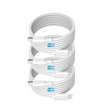 3-Pack PD Fast Charging Cable, 6.6FT Compatible With IPhone 14 13 12 11 Pro Max XS XR X 8 Plus, Padded, USB C To Lightning Cable - White - View 8