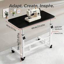 Adjustable Height, Wheeled Movable Table, Versatile Side Table/Folding Table - A Movable Craft Table With A Reinforced Frame And Locking Wheels, Available In Black/White. Perfect For Bedrooms, Living Rooms, Studies, Small Spaces, And More, It's Ideal For Handicrafts, Art Supplies, And Art Storage. A Great Workbench For Artists, Craftspeople, Sewing Supplies Makers, And Artisans. Makes A Suitable Gift For Family And Friends. - 白色 - 查看 6