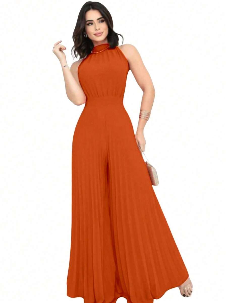 Pleated Jumpsuit For Weddings And Special Events - 紅陶 - 查看 1