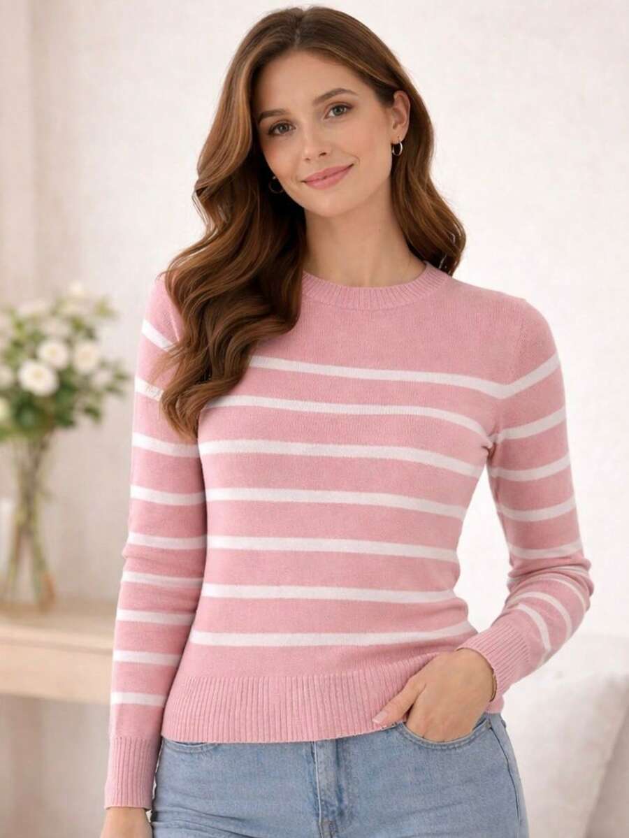 Women Knit Tops - Pink - View 1