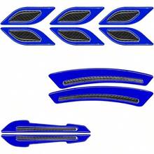 10PCS Car Rearview Mirror Reflective Sticker, Carbon Fiber Sport Auto Fenders Sticker, Safety Night Visibility Warning Wheel Eyebrow Decal, Anti-Scratch Car Body Stickers (Blue) - Blue - View 1