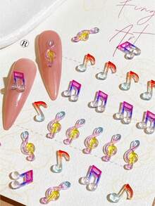 60pcs Glitter Guitar Shaped Resin Decorations, Multi-Size Colorful Embellishments Suitable For Nail Art And DIY Crafts - Multicolor - View 1
