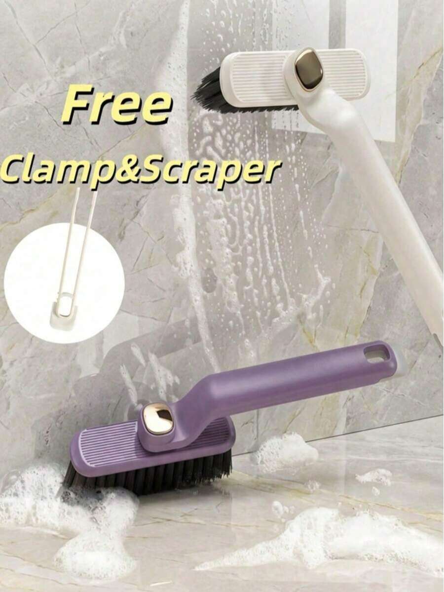 1pc Multi-Functional Rotating Cleaning Brush, Made Of Plastic, 360° Stiff Bristle Head, V-Shaped Connector, Suitable For Tile And Bathroom Crevice Cleaning, Can Clean Bathroom Crevices, Household Hard Crevices, Kitchen Rotating Crevices, Bathroom And Kitchen Accessories, Holiday Gift, Random Color And Style
