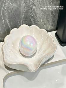 Khay đựng xà phòng hình vỏ sò oval trang nhã, bề mặt bóng loáng, thích hợp cho phòng tắm, bồn tắm và bồn rửa nhà bếp, dùng làm giá đựng xà phòng và kệ phòng tắm. - trắng - Xem 5