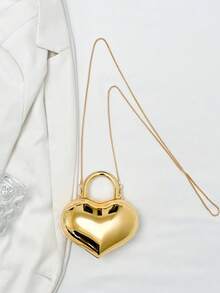 Túi xách mini acrylic mới, túi tote thời trang, ví cầm tay hình trái tim cá nhân hóa, túi dự tiệc sang trọng, túi đeo vai có dây xích. - Vàng - Xem 10