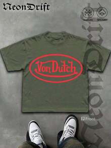 Graphic TeesSummer Tops2026NeonDrift Double-Sided Printing Men's T-Shirt Men's Short-Sleeve T-Shirt100% Cotton Fabric Soft & Skin-Friendly Unisex Style Gifts For Spring Festival, Valentine's Day, St. Patrick's Day & World Cup-Van Dutch Dragon Print Men T Shirt Classic Americana Style Graphic Tee Streetwear Fashion Casual Wear For Car Enthusiasts And Vintage Culture Loverssummer ClothesLoose And Comfortablesummer Tops - 軍綠色 - 查看 2