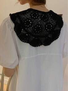 1pc Delicate Lace Crochet Triangular Shawl, Versatile Elegant Collar Accessory For Spring & Summer,Graduation Outfit,Disco - Multicolor - View 9