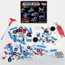 6 Different Car Models DIY Iron Building Blocks, Suitable For Boys 8+ Years Old STEAM Construction Toys, Puzzle Alloy Building Blocks Gift Set, Thanksgiving, Christmas Gifts - Blue - View 3