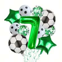 Conjunto de 11 Peças Balões de Folha com Tema de Futebol - Números 0-9 Tema da Decoração de Festa de Aniversário, Adequado para Festa Esportiva/Festa de Aniversário/Decoração de Festa de Verão, Reunião de Fãs/Celebração de Vestiário e Mais - Conjunto de Futebol - Visão 13