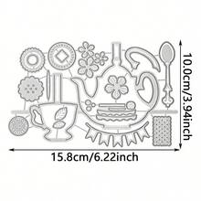 茶壶和茶具套装、圆形蕾丝桌布、用于剪贴簿、相册装饰、压花纸艺卡片制作的金属切割模具 - LG25-7864 - 查看 11