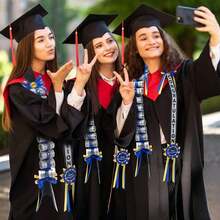 2026 Graduation Lei Flower Ring Double Strand Braided Flower Ring Graduation Lei High School College Party Supplies Creative(Blue, Classic) OTYZ - 1pc - 查看 5