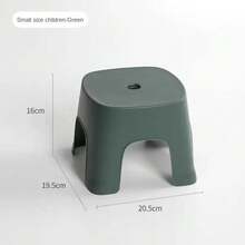 Taburete pequeño para el hogar, taburete bajo, banco para adultos, taburete de plástico, silla pequeña premium para niños - Verde oscuro - Ver 2