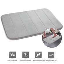 Bathroom Door Mat In Coral Fabric With Absorbent, Non-Slip Foam Filling. - Rosa - 查看 2